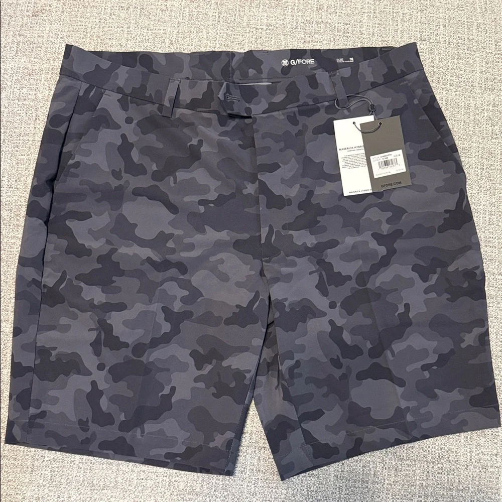 G/FORE Dark Gray Camo Flat Front Shorts - Picture 1 of 4